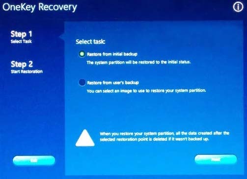 restore from initial backup