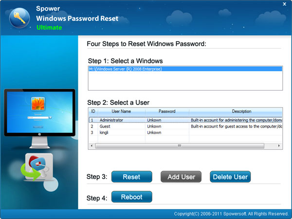 domain admin password reset screenshot