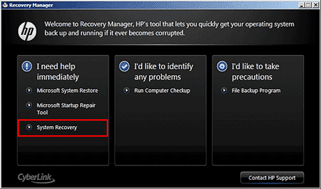 hp recovery manager windows 7