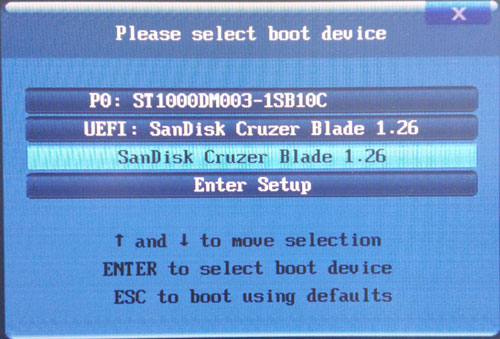 select boot device