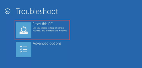 reset this pc windows 10