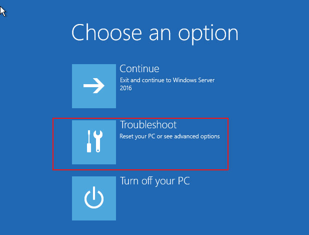 select troubleshoot