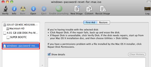 Select windows password reset disk iso