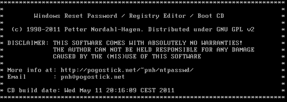 Windows 7 password reset linux screenshot